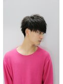 Vマッシュ2ブロック短髪黒髪韓国束感パーマ渋谷刈り上げ