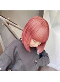 切りっぱなしピンクボブ