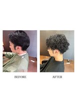 ヘアーメイク クーラ 行橋店(Hair make CURA) ビジネスカジュアルソフトスパイラルパーマ/ツーブロック黒髪