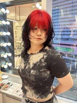 リー 梅田(Lee) Ryosuke/ブリーチ2回目安/赤黒/ルーツカラー/レッド/デザイン