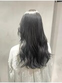 透明感のあるアッシュグレージュ/暗髪カラー/黒髪カラー