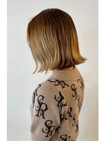 ボンド(hair salon bonD)&nbsp;ハイライト×ボブ（ミルクティーベージュブロンド）