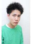 メンズカットアップバングスパイキーショートブルーブラック0603