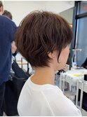 ショート/オリーブカラー/髪質改善/白髪ぼかし/小顔