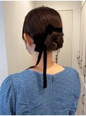 【チバ】シニヨンヘア　お団子アレンジ　リボンアレンジ　タイト