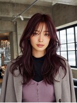 ノラ シブヤ(NORA)&nbsp;R2ハッシュカットミディアムレイヤーワインレッドボルドーカラー