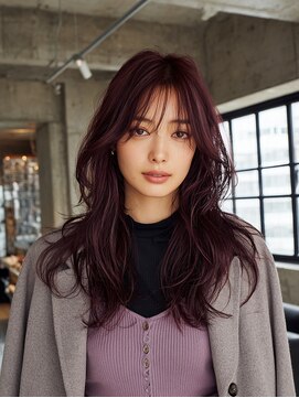 ノラ シブヤ(NORA) R2ハッシュカットミディアムレイヤーワインレッドボルドーカラー