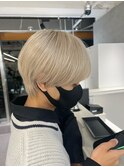 マッシュショートハイトーンカラーベージュグレージュカラー◎