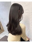 暗め艶カラー　トーンダウン　透明感カラー　赤み消しグレージュ