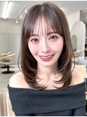 韓国風顔周り小顔レイヤーカット/黒髪地毛風カラー/池袋