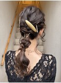 大手町美容院　大人結婚式お呼ばれヘアアレンジ　編みおろし