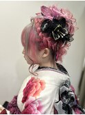 二十歳の集いに編み込みカチューシャからのモリモリサイドアップ