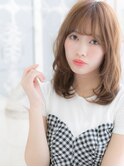 韓国風前髪パーマミディアムレイヤーカットc6越谷20代30代40代