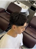 神保町スペインカールブルーブラックメンズスパイキーショート