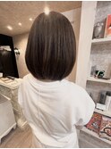 福山美容室caary髪質改善ストレートひし形丸みボブ骨格補正40代
