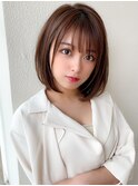 ボブ内巻きボブ前下がりボブサイドバング黒髪小顔ワンレン