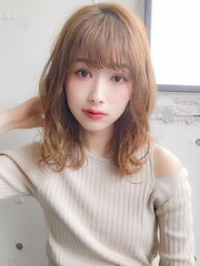 ★小顔薄めバングイメチェンピンクブラウンエアリーロング美髪