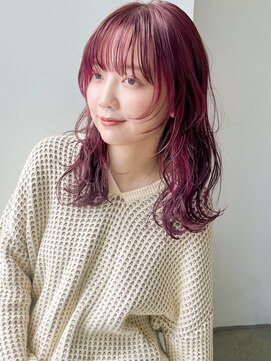 ディッセンバー 渋谷(December) ボルドーカラー/セミロング/ブリーチなしダブルカラー