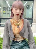 外ハネボブぱっつん前髪ベビーピンク