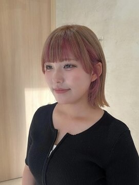 アース 高崎店(HAIR & MAKE EARTH) ピンク_イヤリングカラー_インナー_切りっぱなし