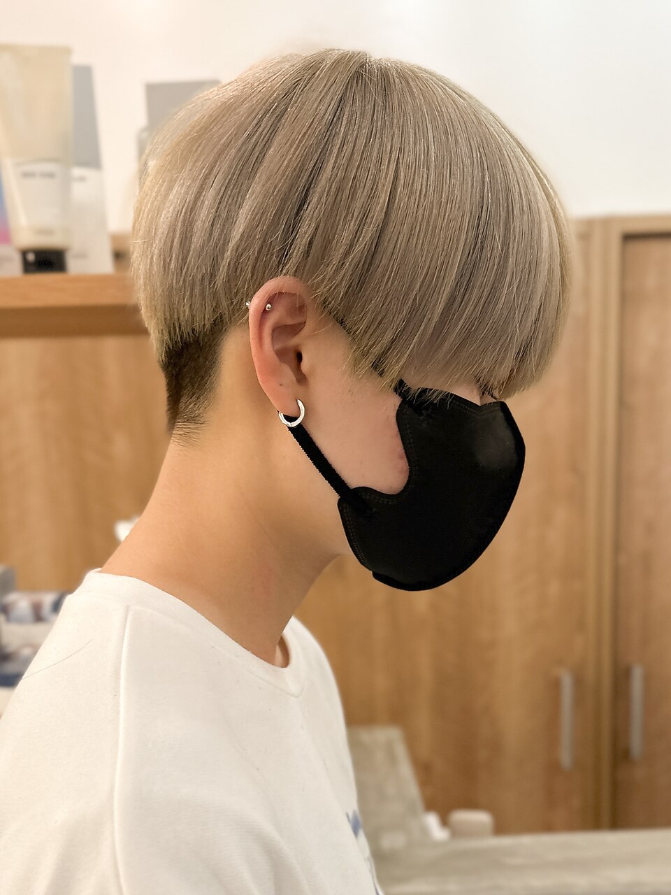 マッシュ マッシュナチュラルカラーマッシュメンズヘアカラーツーブロック