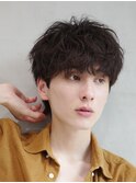 渋谷シャドウパーマメンズカットメンズパーマセンターパート30代