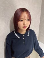 ランソ(RUNSO) ぱつっとボブ×ワインレッド