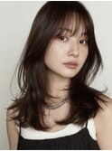 セミロング30代40代ストレートレイヤー前髪なし前髪あり越谷