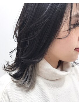 エヌプラス(N+) 黒髪グラデヘアーオリーブグレー小顔に見せるヘアココアベージュ