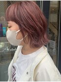 外ハネボブカシスカラーブリーチなしウルフくびれ