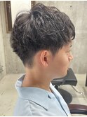 メンズ/アップバング/ツーブロックマッシュ/束感ショート波巻き