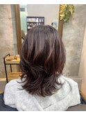 ピンクベージュ×レイヤーカット[新宿/ヘッドスパ/白髪染め]