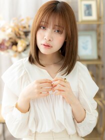 カバーヘア ブリス 志木南口駅前店(COVER HAIR bliss) ミルクティーカラー艶髪ワンカールミディアムa志木20代30代40代