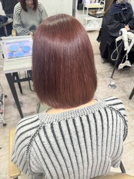 アジールヘア 所沢プロペ通り店(agir hair) ピンクベージュボブレイヤーカットデザインカラー夏ブリーチ所沢