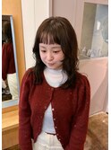 ぱつっとおんまゆ*ゆるウェーブパーマ/オン眉/顔まわりカット