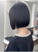 イメチェン外ハネボブ美髪ワイドバングミディアム縮毛矯正ボブ