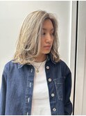 海外ブロンド　極細ハイライト　白髪ぼかし
