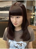 栄カットカラー透明感ナチュラルロング　ピンクラベンダー　