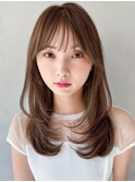 デザインカラーこなれヘアセミディワンカール艶感小顔カット