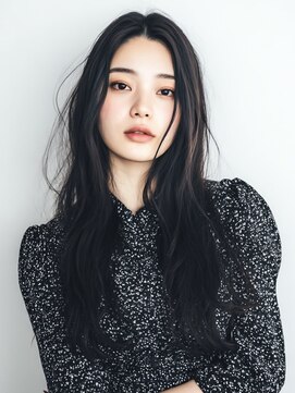 ハーツオオサカ(HE:ARTS OSAKA) 韓国風くびれロング×前髪なし【梅田 韓国ヘア】