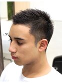 メンズ刈り上げシャギーソリッドボウズ風ソフトモヒカンショート