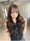 アイドルぱっつん前髪顔周りヘーゼルベージュカラー髪質改善