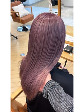 ユニ バイ マグ 長野店(Uni.by Mag) 20代30代ダブルカラーシアーピンクミディアム外ハネ