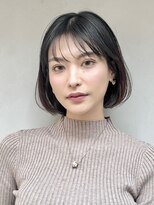 ヒトワ(hitowa) 丸みボブ/ワンカールボブ/シースルーバング/アッシュブラック