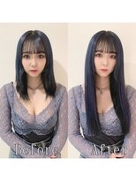 エクステ専門店あるじゃんすー 柏店 ネイビー#シールエクステ#大人ダークカラー#小顔ヘア#前髪#柏