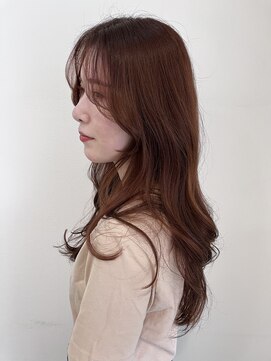 シェノン 西梅田(CHAINON) グレーベージュ/レイヤーロング/黒髪/前髪パーマ