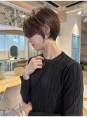 ショート×ハイライト白髪ぼかし×シルキーベージュ[心斎橋]