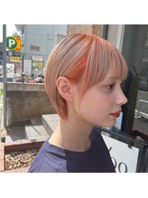 パーミル ヨコハマ(permille Yokohama) オレンジ×ホワイティベージュブリーチカラーインナーカラー