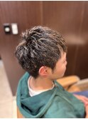 自然な雰囲気　茶色メッシュ
