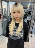 シャギー黒髪ロングウルフカットロングレイヤーカットエクステ